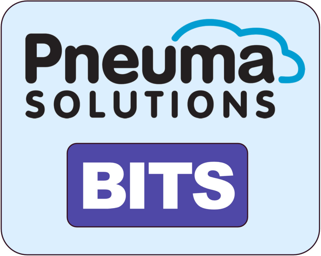 Logotyper för Pneuma Solutions och Blind Information Technology Specialists (BITS)